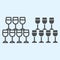 Glasses pyramid stand line and solid icon. Champagne glass stacked in tower shape. Wedding asset vector design concept