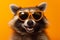 glasses raccoon young fun music animal celebration party pet portrait background. Generative AI.