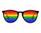 Glasses with rainbow lenses on white backgroud, vector illustration