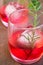 Glasses of refreshment raspberry flavour fizz