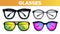 Glasses Set Vector. Modern And Vintage Eyewear Glasses. Vision Optical Icon. Classic And Hipster Transparent Fashion