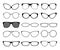 Glasses silhouettes. Fashion sunglasses frames, black spectacles. Geek and hipster eyewears. Man woman glasses. Vector