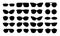 Glasses silhouettes. Isolated black elegant eyewear set. Metal plastic spectacles shapes. Vector geek sunglasses icons