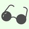 Glasses solid icon. Round retro eyeglasses glyph style pictogram on white background. Optical spectacles for education