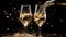 glasses of sparkling wine, shimmering bubbles