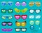 Glasses vector cartoon eyeglasses or sunglasses in heart funny shape for party and accessories for hipsters fashion
