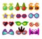 Glasses vector cartoon eyeglasses sunglasses in heart star funny shape for party and accessories for hipsters fashion