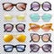 Glasses vector cartoon eyeglasses or sunglasses in stylish shapes for party and fashion optical spectacles set of