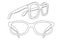 Glasses. White flat outline drawing