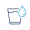 Glassful of Clean Water Icon. Glass of Water with Drop Color Line Icon. Drinking Glass Outline Pictogram. Editable