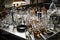 glassware arranged in a neat and orderly manner on benchtop