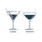 Glassware martini and vermouth line art in flat style. Restaurant alcoholic illustration for celebration design. Contour element.