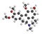 Glaucine alkaloid molecule. Found in yellow hornpoppy (Glaucium flavum) and a number of other plants. 3D rendering. Atoms are