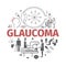 Glaucoma. Symptoms, Treatment. Line icons set. Vector signs for web graphics.