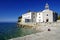 The Glavotok monastery on edge of Adriatic coastline.