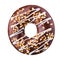 Glazed chocolate donut with nuts on a white background rotated