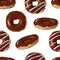 Glazed colored donuts seamless pattern