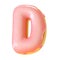 Glazed donut font 3d rendering letter D