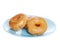 Glazed Donuts On Blue Plate