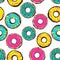Glazed doughnut seamless pattern pop art