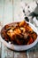 Glazed roast chicken pumpkin wedges