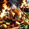 Glazed Roast Turkey on Wooden Board