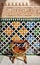 Glazed tiles, azulejos, plasterwork, Alhambra palace in Granada, Spain