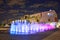 Glazier Children`s Museum At Night With Water Feature On