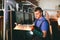 Glazier worker cutting glass with fire in a workshop