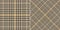 Glen check plaid pattern set for autumn winter. Seamless tweed tartan plaid large neutral vector in gold brown, beige, black.