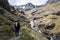 Glen Coe Highland scotland girl hiking nature uphill waterfall panorama view 3