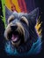Glen of Imaal Terrier Dog blue background Splash Art 1