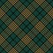 Glen pattern vector in black, gold, green. Seamless diagonal dark tartan check plaid for dress, skirt, blanket.