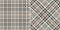 Glen plaid pattern print set for dress, jacket, skirt, trousers, blanket. Seamless tweed tartan check vector illustration in grey.
