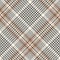 Glen plaid pattern vector in grey and beige. Seamless tartan background.