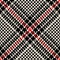 Glen plaid vector graphic in black, red, off white. Seamless diagonal hounds tooth pattern.