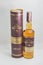 Glen Silver`s aged 8 years blended scotch whisky bottle and box closeup against white