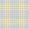 Glen textile check plaid pattern. Textured fashion tartan tweed graphic in grey, yellow, white for tablecloth, blanket.