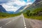 Glencoe, Highland Region, Scotland Glencoe or Glen Coe mountains panoramic view ,Scottish Higlands,Scotland, UK.