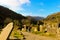 GLENDALOUGH, IRELAND - February 19 2018: Editorial photo of St. Kevin\'s monastic city at Glendalough famed for its rounds towers,