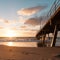 Glenelg Jetty at sunset. South Australia, Adelaide. Seaside landscape