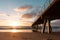 Glenelg Jetty at sunset. South Australia, Adelaide. Seaside landscape