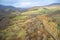 Glenesk landscape and road to Loch Lee in Angus Scotland during autumn sun before storm