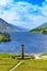 Glenfinnan Monument and Loch Shiel lake. Highlands Scotland