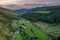 Glenmacnass Valley on Wiclow Mountains Ireland, awesome landscape seen at sunset