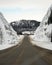 Glenn Hwy highway before a snowstorm close to Chugiak on the way to Matanuska glacier from Anchorage, in Alaska.