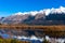 Glenorchy lagoon landscape with snow covered mountains