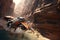 Glide through a canyon where futuristic racing