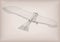 Glider aircraft fly, flying. Vector closeup vintage old school i