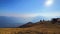 The glider aircrafts over Cimetta Mountain summit, Ticino, Switzerland